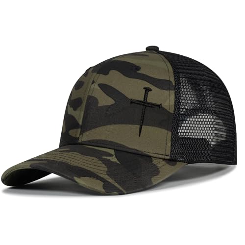 Image of Christian Hats for Men Women,Jesus 3 Nail Cross Hat Christian Religious Gifts for Birthday /Christmas,Black and Silver