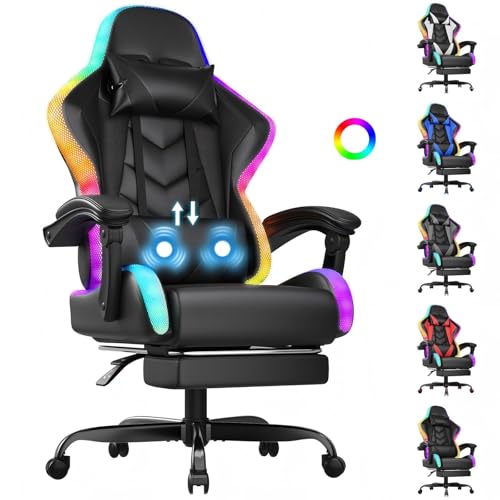TRIUMPHKEY Sedia da Gioco con Luce RGB LED di Stile Gaming, 366...