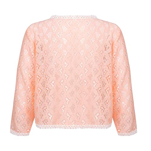 Kids Girls Lace Print Hollow Bolero Cardigan Long Sleeve Dress Cover Up Shrug Top Summer Casual Wear2