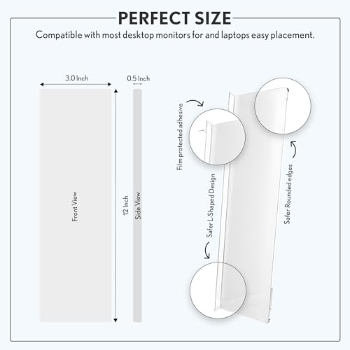 Computer Monitor Memo Board, 4 Pack, Sticky Note Holder, Semi-Transparent Flexible PVC, Monitor Adhesive Message Boards, Desk Accessories & Workspace Organizers, 12