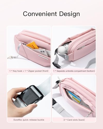 Image of Inateck Sling Bag, Stylish Crossbody Bag with Adjustable Shoulder Strap, Water-Resistant Shoulder Bag for Men and Women Multipurpose Sling Bag (Pink)