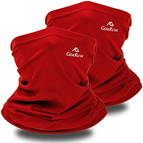 Neck Gaiter Summer Sun UV Protection Face Cover Women Men Cooling Neck Scarf Anti Dust Windproof Bandana for Hiking Cycling Fishing (Red, 2)