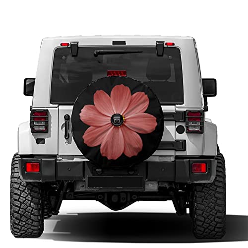 Image of Delerain Spare Tire Cover with Backup Camera Hole Dark Red Flower Primula Wheel Covers Waterproof Dust-Proof UV Sun Universal Fit for RV Trailer RV SUV Truck (18 Inch for Diameter 32 inch-34 inch)