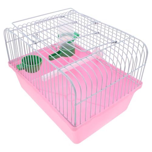 BESTYASH Jaula Portátil para Mascotas y Pájaros Rosa con Material Abs y Hierro, Fácil Almacenamiento y Transporte, Incluye Perchero, Comedero y Bebedero para Aventuras al Color Aleatorio