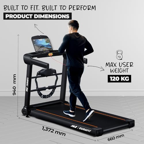 Image of Durafit91 Ace Pro Multifunction 4.5 HP Peak BLDC Motorized Treadmill | 20 Level Auto Incline| 16 Km /Hr Max Speed | 120 Kg Max User Weight | Home use Black