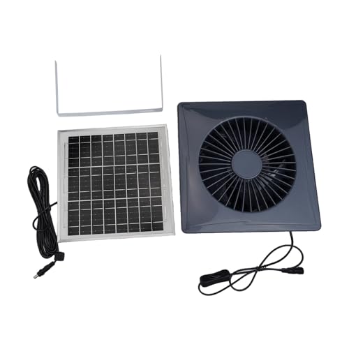 Lawnoval Ventilateur mural solaire 12 V avec boîtier en ABS ignifuge de 12 V, clapet anti-retour intégré et panneau solaire 240 x 240 mm, châssis de 20,3 cm