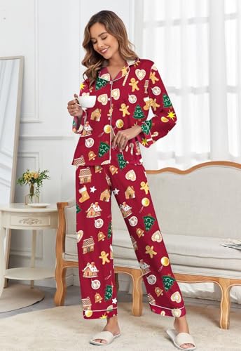 Image of Brosloth Women's Silk Satin Pajamas Pjs Sets Cute Lace Pattern Two Piece Loungewear Set Button Up Pajamas Sleepwear Black