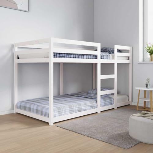 vidaXL Etagenbett, Hochbett mit Leitplanken, Stockbett für Schlafzimmer, Bett Holzbett Einzelbett, Weiß 90x190cm Massivholz Kiefer vidaXL Etagenbett, Hochbett mit Leitplanken, Stockbett für Schlafzimmer, Bett Holzbett Einzelbett, Weiß 90x190cm Massivholz Kiefer