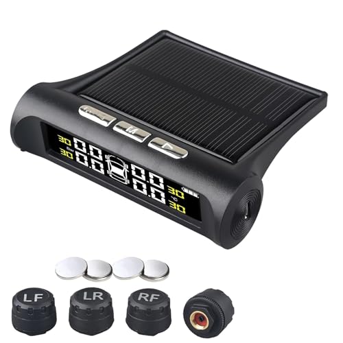 Skypearll Car Tire Pressure Monitor Systems with Clock, Solar Pow...