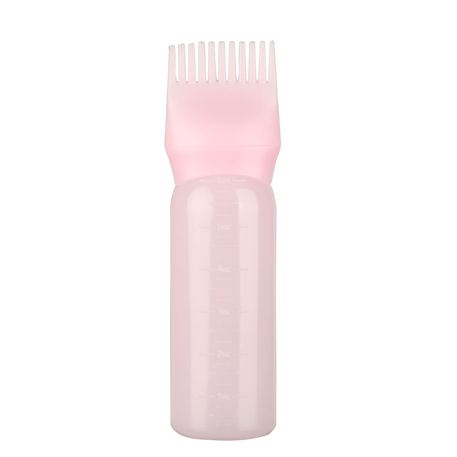 NAUZE 1 Pack Pink Hair Dye Brush Bottle Root Comb Applicator Bottle Hair Coloring Dye Applicator Scalp Treatment Bottle (Pink)