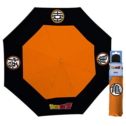 Abystyle Dragon Ball Z Goku Kame Symbols 11" X 2" Black Orange Semi-Automatic Portable Folding Umbrella With Matching Carrying Pouch Dbz Merch Anime Manga Gift #TOP1