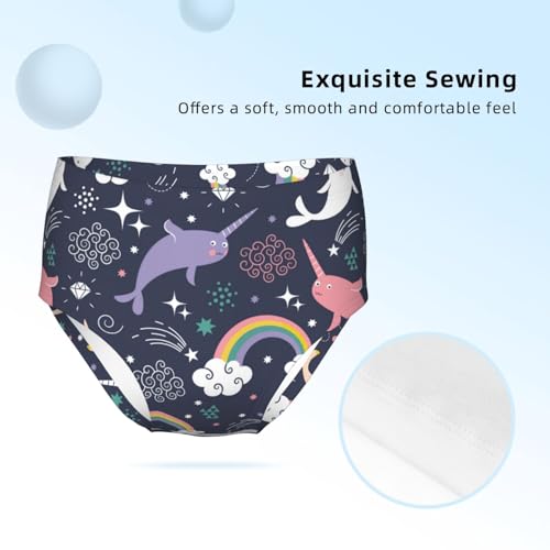 Lovely Narwhal Pattern Girls' Underwear Soft Cotton Little Girls Panties Comfort Briefs3