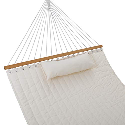 ZENY 55’’ Hammock Double Quilted Fabric Hammock Swing with Pillow and Inner Padding,Heavy