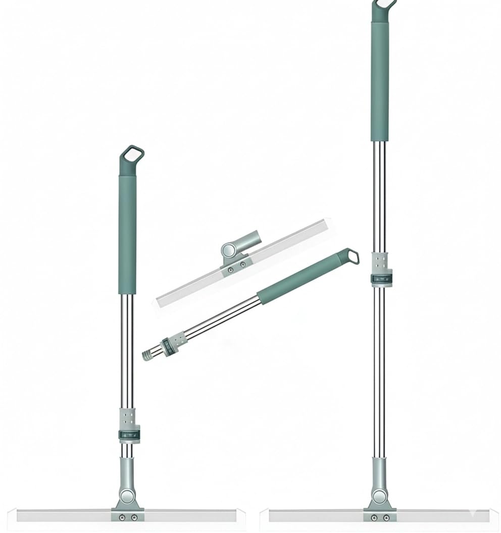 Bathroom Squeegee Plastic Wiper Rotating Floor Squeegee Bathroom Wiper with 180-Degree Swivel Head Multifunctional Magic Broom