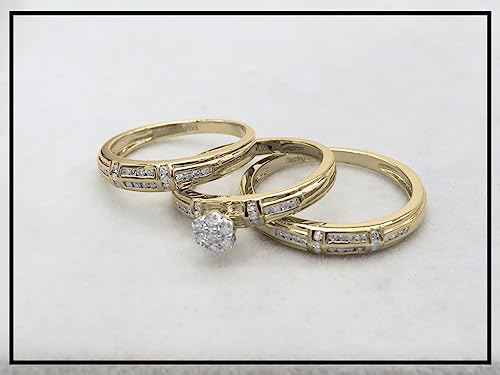 Dazzlingrock Collection 0.50 Carat (ctw) Round White Diamond Unisex Cluster Engagement Trio Ring Set in 14K Solid Gold3