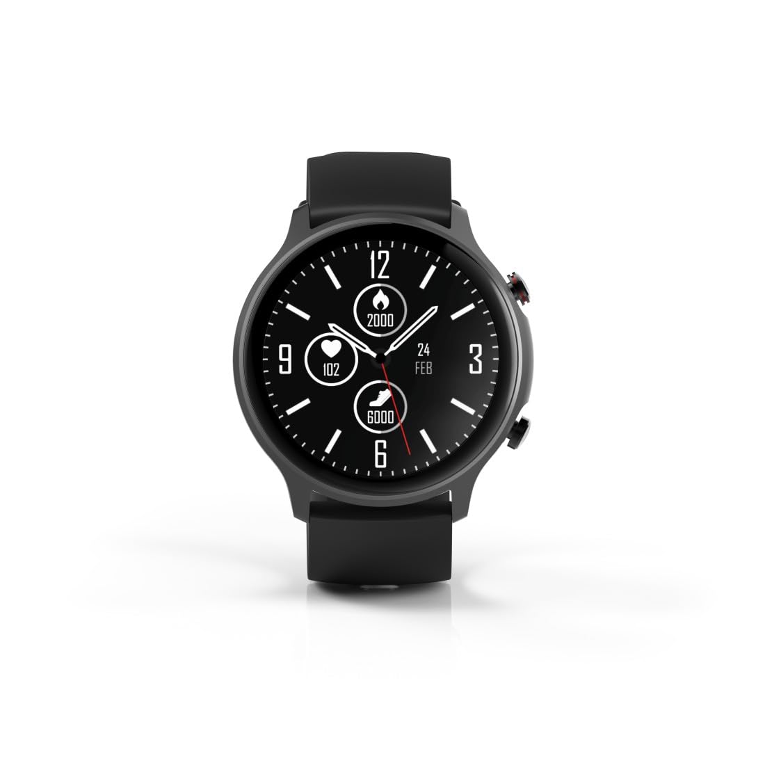 Hama Smartwatch GPS (zegarek inteligentny, smart, LCD, Bluetooth, wodoodporny, pulsoksymetr, powiadomienia, silikonowy pasek, sportowy, fitness) czarny