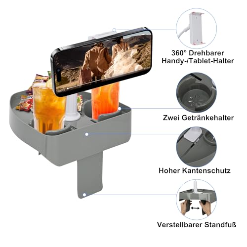 aleawol 3-in-1 Getränkehalter Pool Verstellbarer Whirlpool Tablett mit Getränkehalter und Telefonständer Multifunktionales Whirlpool Zubehör für Outdoor Pool Spa