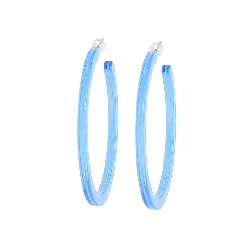 sohi Women's The Paradiso Hoop Earrings For Casual Wear | Azure Blue Colour | Acrylic Material | Push Back Closure | Metallic Hoop Earrings | Hoop Earrings For Women & Girls-picture-2