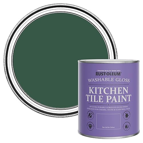 Rust-Oleum Green Water-Resistant Kitchen Tile Paint in Gloss Finish - The Pinewoods 750ml