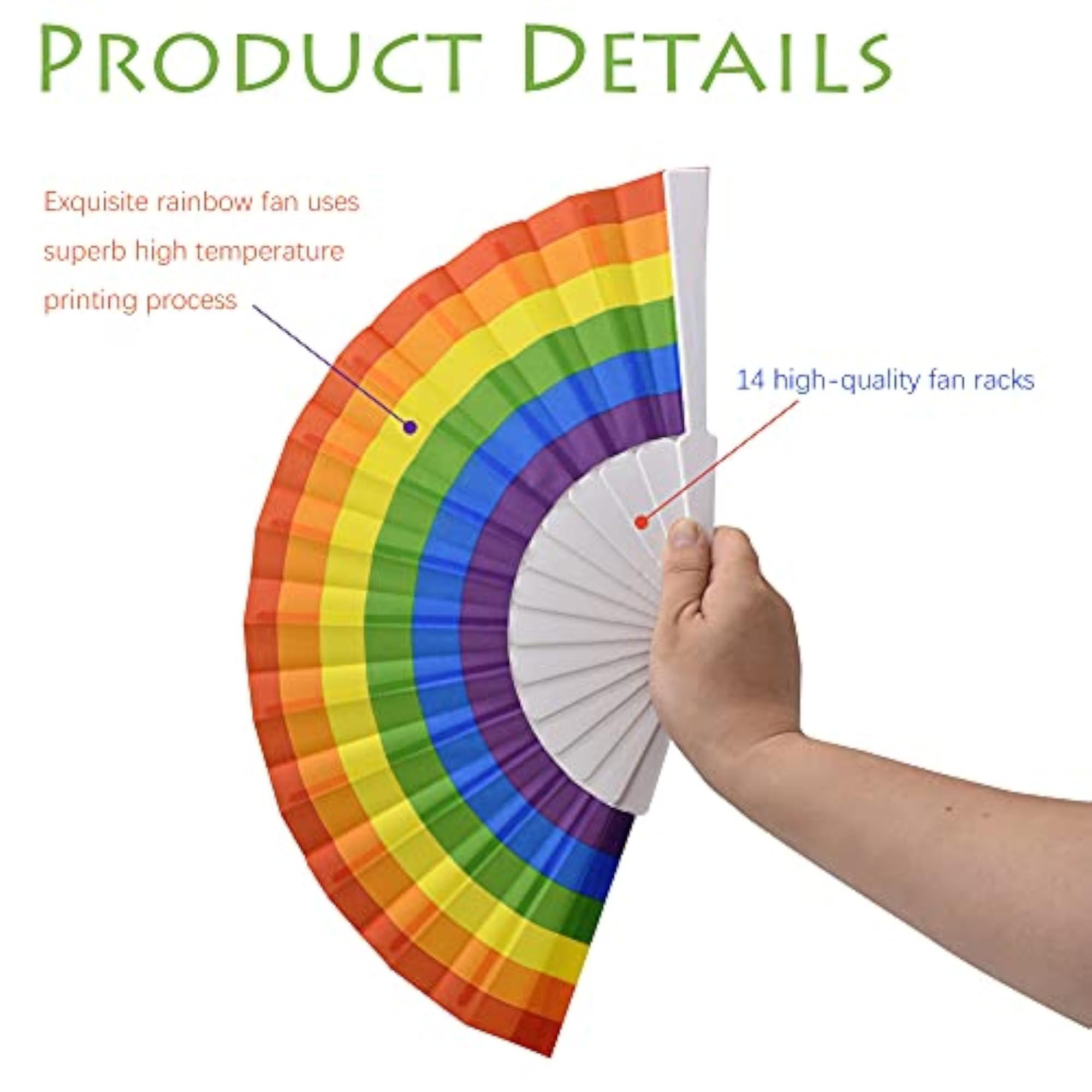 6 Pack Pride Rainbow LGBT Fan, Plastic Folding Fan