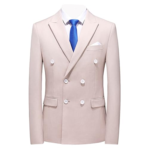 Men's Suit Double-Breasted Sports Coat Business Notch Lapel Jackets Wedding Blazer Regular Fit Dinner Jacket