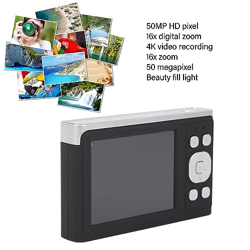Digital Camera, 50MP 4K Digital Camera for Beginner, 2.88 Inch Point and Shoot Camera with 16X Digital Zoom, Built in Fill Light, for Teens, Students, Seniors (Black) - Thumbnail 2