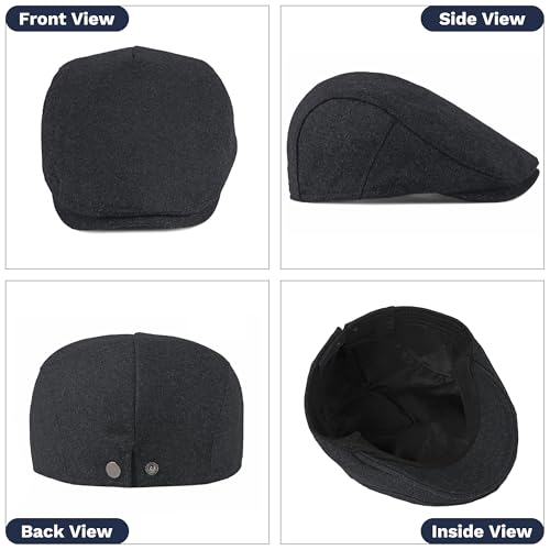Image of KUJUHA Newsboy Hats for Men Flat Irish Cabbie Ivy Gatsby Newsboy Driving Hat Hunting Cap Winter Hat