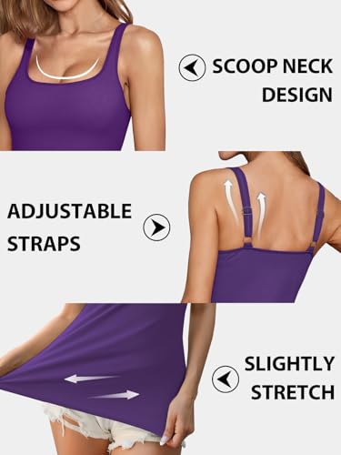 Image of V FOR CITY Non-Padded Shelf Bra Tank Top for Women Cotton Adjustable Wide Strap Camisole Basic Cami Shirts 2 Pack