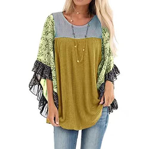 Casuress Womens Floral Printed 3 4 Sleeve Shirt Batwing Loose Tops Blouses Pullover (Medium, Type 15) #TOP2