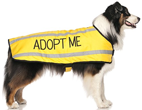 Dexil Limited Adopt ME Yellow Warm Dog Coats S-M M-L L-XL Waterproof Reflective Fleece Lined (New Home Needed) Donate to Your Local Charity (M-L Back 17'