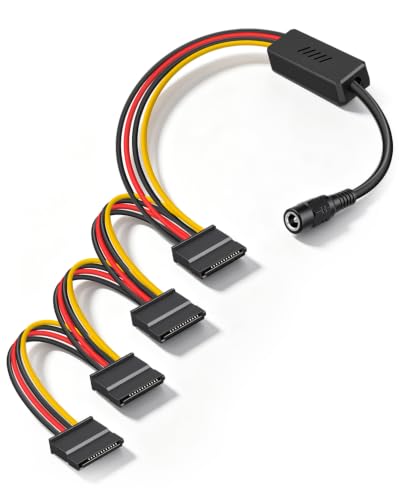 12V DC 5.5 x 2.5mm to 4 x 15 PIN SATA Power Splitter Cable(95cm)