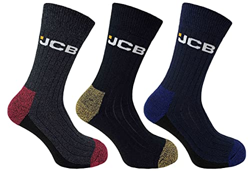 JCB Herren-Socken, sortiert, 3 Paar, Komfort, für robuste Arbeitsstiefel, leger, athletisch, knöchellang, Schwarz, 39-45 EU Cover
