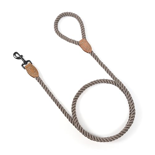 Mile High Life Geflochtene Baumwollleine mit Ledergriff und robustem Metallverschluss (1,2 m, 1,5 m, 1,8 m), 6 FT, camel