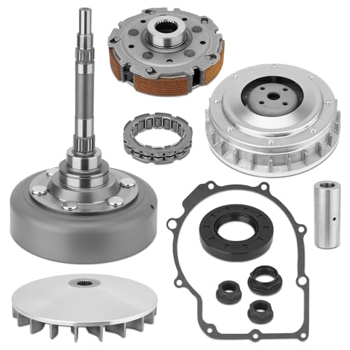 Wet Clutch Shoe Kit Assembly Compatible with Yamaha Grizzly 660 2002-2008, Rhino 660 2004-2007, Include Primary Sheave, Clutch Carrier, Oneway, Housing, Gasket (12 Packs), OEM Specs 5KM-16611-10-00