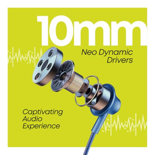 Image of pTron Tangentbeat in Ear Bluetooth Wireless Headphones with Mic, Punchy Bass, 10mm Drivers, Clear Calls, Dual Pairing, Fast Charging, Magnetic Buds, Voice Assist & IPX4 Wireless Neckband (Navy)