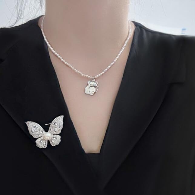 Image of Gold /Silver Butterfly Brooches for Women Rhinestone Tassel Butterfly Pin Brooch Dainty Crystal Lapel Pin Animal Insect CZ Brooch Lapel Pin for Coats Jackets Sweaters Accessories