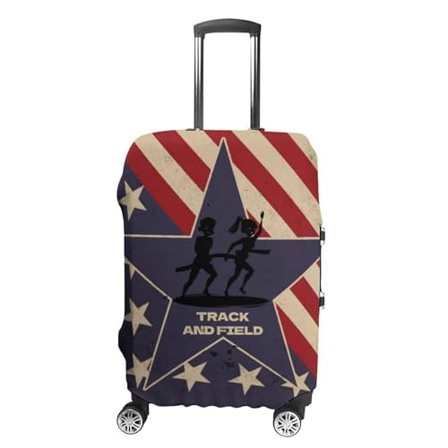 Vintage American Flag Track And Field Travel Suitcase Protector Luggage Cover Protective Washable Anti-scratch Baggage Cover