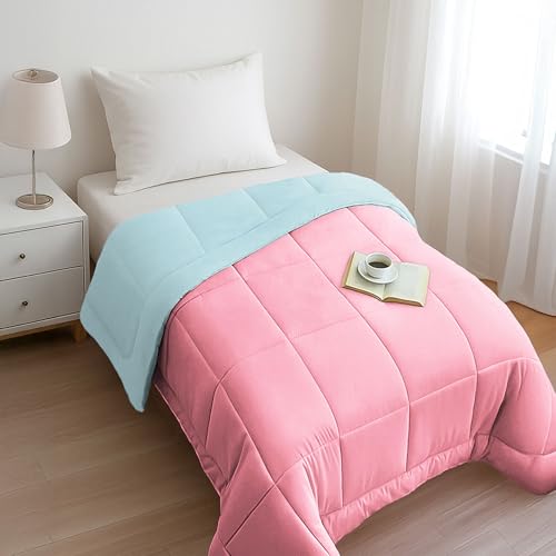 Image of HOME ELEGANCE Comfort Living Microfiber Reversible AC Comforter, 120 GSM, Soft & Cozy, Lightweight Quilt, All Season use, Machine Washable, Single - 60x90 inches - Candy Sky