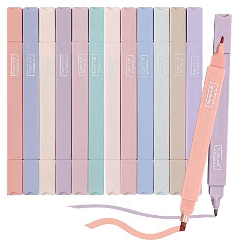 BAISDY Lot de 12 surligneurs pastels doux multicolores esthétiques mignons pour journal, planificateur, fournitures scolaires Cover