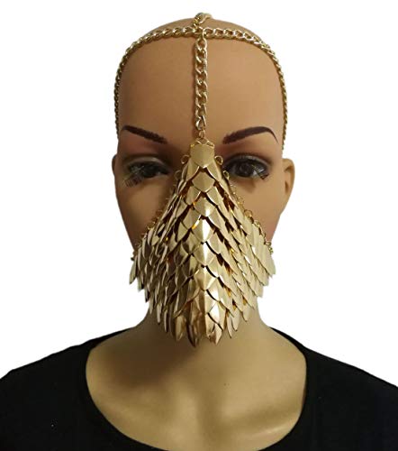 Astage Unisex Masquerade Theme Cosplay Mask Festival Adult Jewelry Headchain Gold