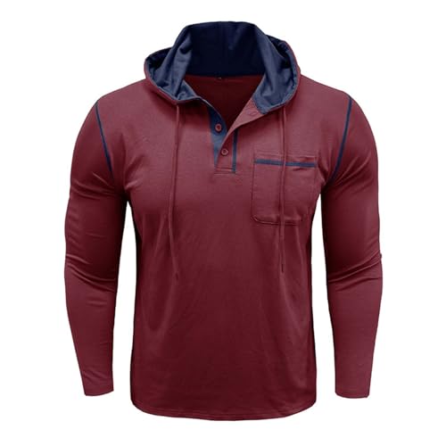 Muscle Fit Hoodies For Men Solid Color Long Sleeve Sweatshirt Fashion Vintage Casual Pullover 1/4 Button Workout Tops3