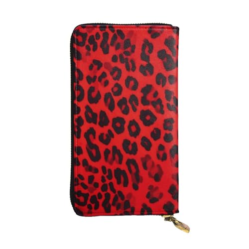 Portefeuille téléphone portable en cuir léopard rouge idéal pour vos sorties