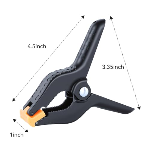 Image of UTEBIT 4 inch Professional Spring Clamps 4 inch Heavy-Duty Non‑Slip | 6 Pack Background Cloth Clips, Multi-angle Adjustable with Black Rubber Grip Clamps for Photography Studios, Woodworking