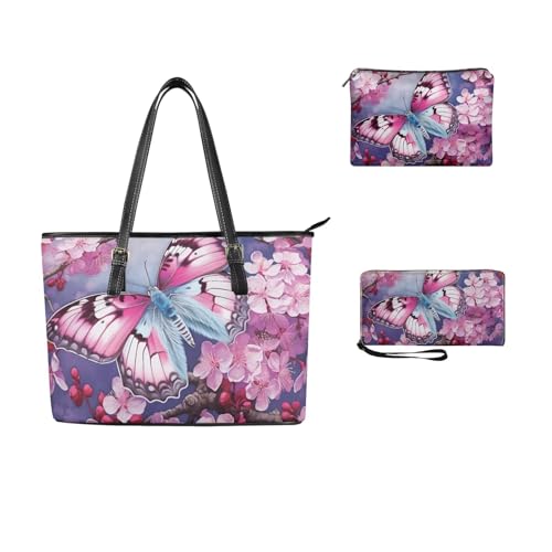 Women Purse Handbags Wallet Sets Leather Shoulder Tote Bag for Women,Top Handle Purse with Wrist Wallet Bag2