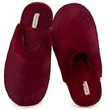 Snug Leaves Women's Fuzzy Scuff Slippers Soft Comfy Memory Foam Non-slip Indoor House Shoes (Wine Red, Size 7-8)