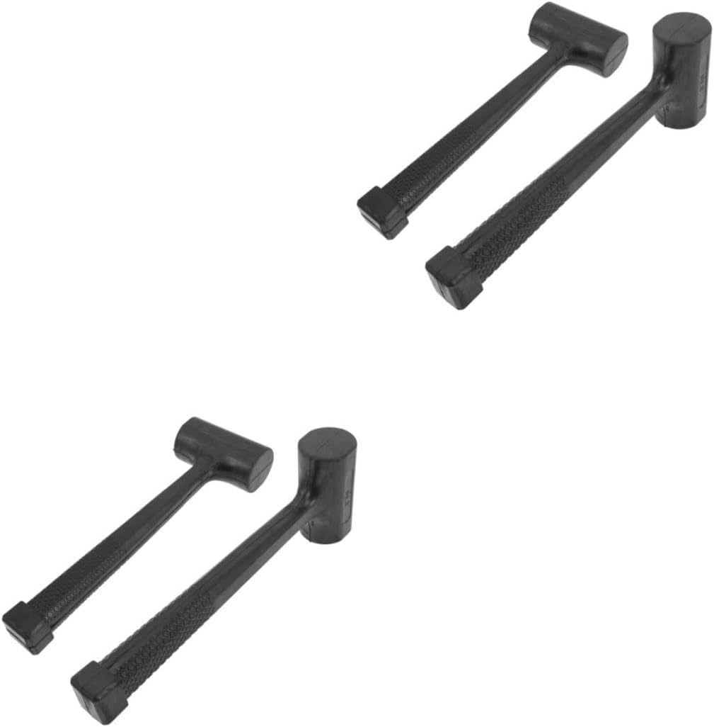 Mikikit 4pcs Ergonomic Long Handle Slip Rubber Hammers Tile Removal Tool Shock-absorbing Mallets for Woodworking Installation Home Use