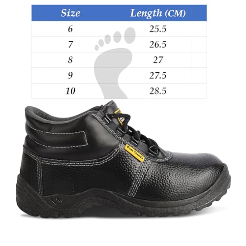 Image of Foot Trends Black Safety Shoes with Steel Toe Protection for Factory and Industrial Work for Men