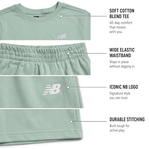 Image of New Balance Boys Athletic Shorts Set - 2 Piece Cotton Blend Jersey Shirt and Active Basketball Shorts for Boys