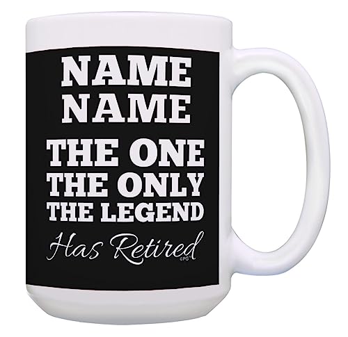 Personalized Retirement Mug The One Only Legend Has Retired Mug Retirement Gift 15oz Ceramic Coffee Mug with Handle Black