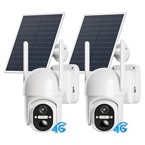4G LTE Cellular Security Cameras Outdoor, 2 Pack No WiFi Security Camera Solar Powered with 360° View, 2K Color Night Vision, Includes SIM Card(Support Verizon/AT&T/T-Mobile)